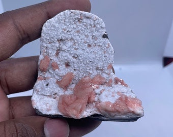 Cute STILBITE and Pink HEULANDITE on Druzy QUARTZ Matrix Zeolite Mineral Specimen Blessed & Initiated Heart healer.
