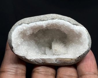 Self standing Scolecite Spray Geode With MM Quartz Natural Mineral Specimen,Natural Scolecite Geode,Home Decor,Scolecite Flower In Geode...