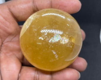 Yellow Calcite Crystal Sphere - Metaphysical, Crystal Decor, Housewarming Gift, Rainbow Calcite Sphere, Healing Crystal, Christmas Gift...