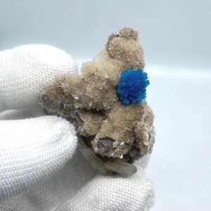 Very Rare Deep Blue Natural Cavansite Blossoms/Cavensite Crystal On Matrix With Stilbite Blades,Cavansite Crystal From Wagholi Mines Pune.IN