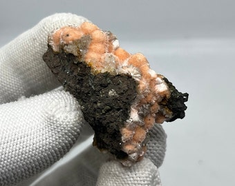 Prachtige oranje thomsoniet, zeldzame vondst uit India - Zeldzaam mineraal exemplaar, zeldzame vondst zeoliet uit India