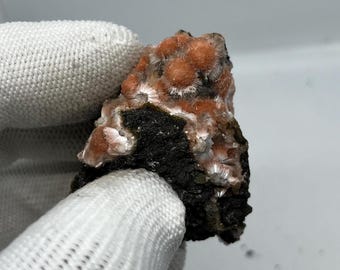 Prachtige oranje thomsoniet, zeldzame vondst uit India - Zeldzaam mineraal exemplaar, zeldzame vondst zeoliet uit India