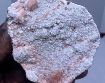 Cute STILBITE and Pink HEULANDITE on Druzy QUARTZ Matrix Zeolite Mineral Specimen Blessed & Initiated Heart healer.