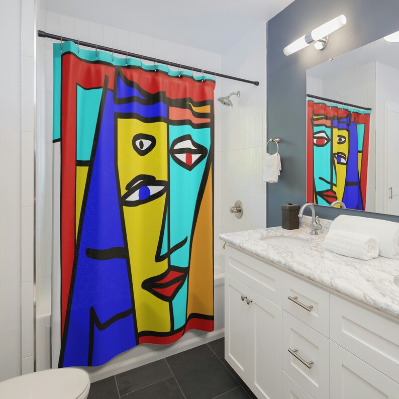 Pablo Picasso Inspired Shower Curtain Modern Art Shower Etsy