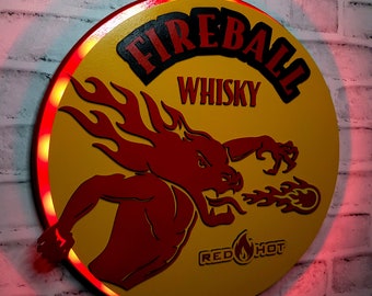 Fireball Whiskey 3D LED Lighted Sign with remote