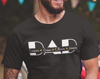 Camisa personalizada para papá con nombres de niños, camisa personalizada para papá, para padres, regalo para el día del padre,
