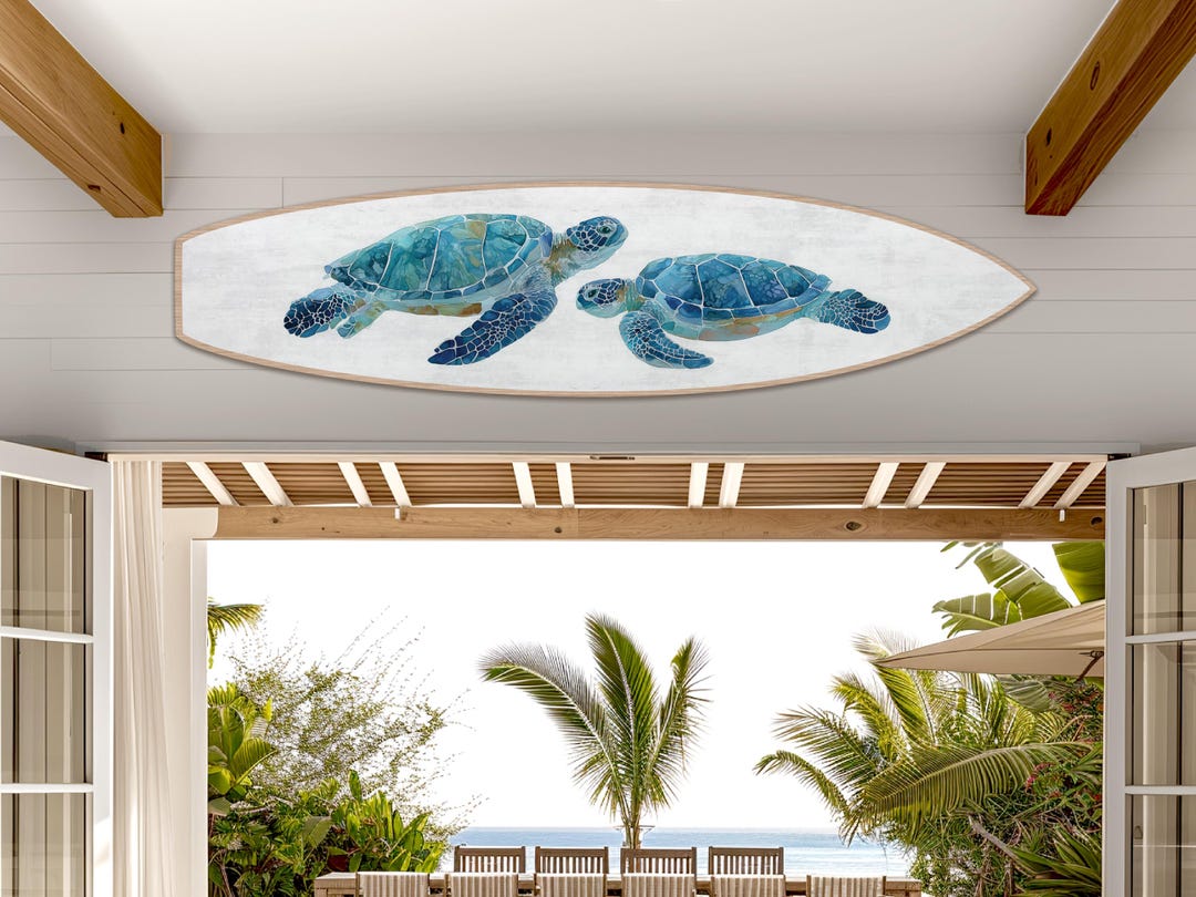 Sea Turtle Surfboard Wall Art: Coastal Beach House Decor - Etsy