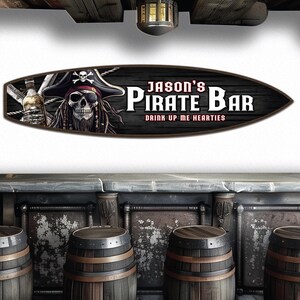 PERSONALIZED, Custom Pirate Bar Sign, Wooden Surfboard Wall Art, Fun ...