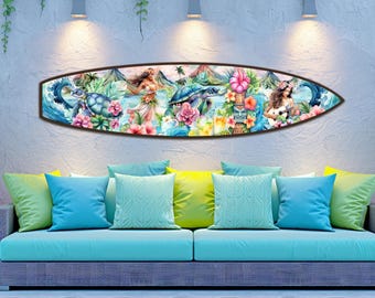 5ft Custom Tiki Surfboard Wall Art: Hawaiian Beach Decor - Etsy