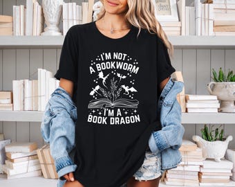 Ik ben geen boekenwurm, ik ben een boek drakenshirt - drakenfantasieshirt - cadeau romantische kleding
