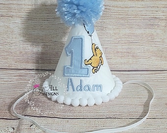 First Birthday Hat , Classic Winnie the Pooh  1st Birthday, Baby 1st birthday , Boy Birthday Hat , Cake Smash , Party Hat , Boys Party Hat