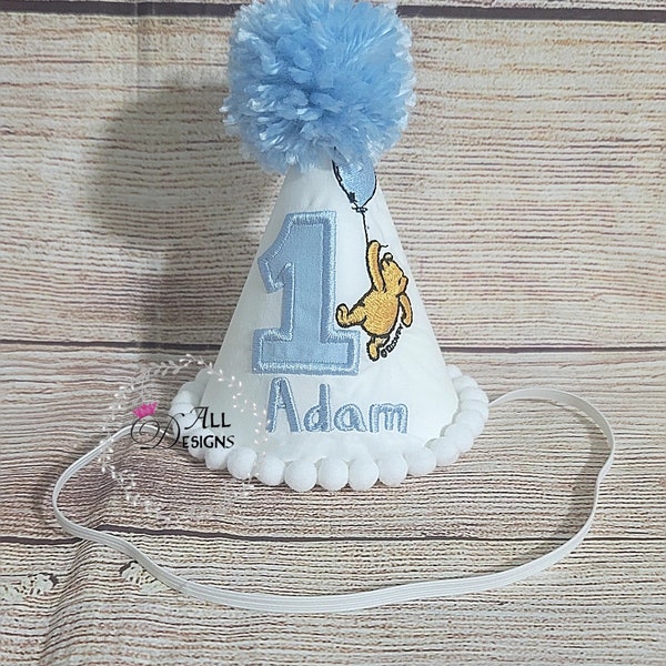 First Birthday Hat , Classic Winnie the Pooh  1st Birthday, Baby 1st birthday , Boy Birthday Hat , Cake Smash , Party Hat , Boys Party Hat
