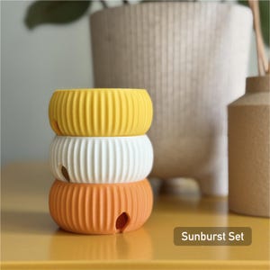 Minimalist Cable Tidy Organiser | Rotating Cord Winder for Desk & Travel | Compact Stylish Cable Storage with 1m 2m 3m Lengths | Nashimono Sunburst Set