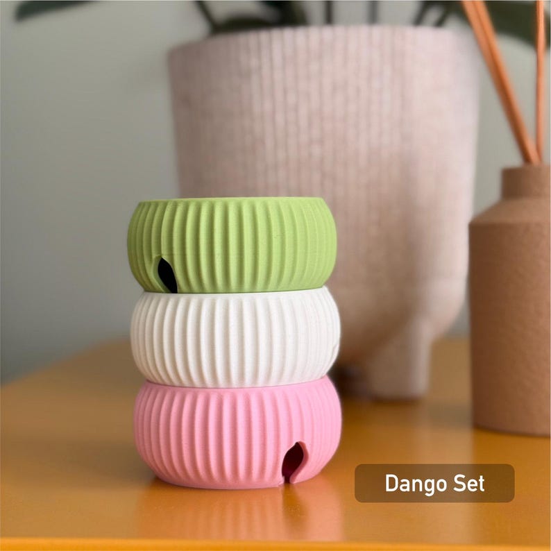 Minimalist Cable Tidy Organiser | Rotating Cord Winder for Desk & Travel | Compact Stylish Cable Storage with 1m 2m 3m Lengths | Nashimono Dango Set