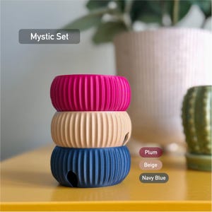 Minimalist Cable Tidy Organiser | Rotating Cord Winder for Desk & Travel | Compact Stylish Cable Storage with 1m 2m 3m Lengths | Nashimono Mystic Set