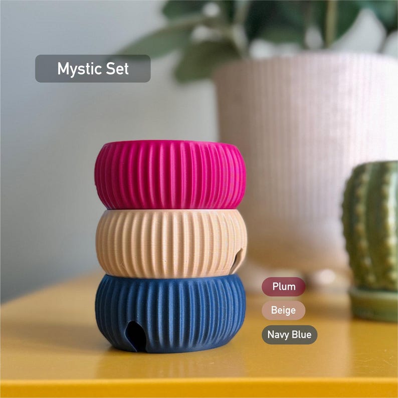 Minimalist Cable Tidy Organiser | Rotating Cord Winder for Desk & Travel | Compact Stylish Cable Storage with 1m 2m 3m Lengths | Nashimono Mystic Set