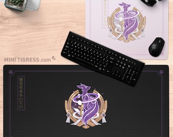 Yae-Inspired Genshin Impact Desk Mat | Large Gaming Mouse Pad in Green & Black for Office, Work, or Gaming Setup | Anime Inazuma Design