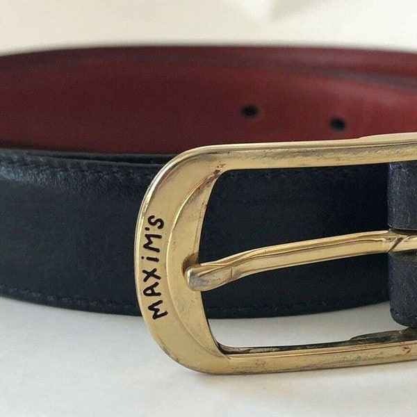 NEW Vintage Maxim's De Paris Navy Red Leather Belt Made in Spain 36