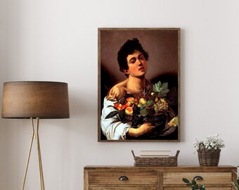 Caravaggio | BOY with a BASKET of FRUIT | Printable Art| Poster | Italian Artist | Artwork | Fmous Artist | Painting | Italian Art