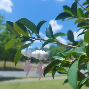 Cloud&lightning earring,Cute earring,Dream earring,Pink earring.