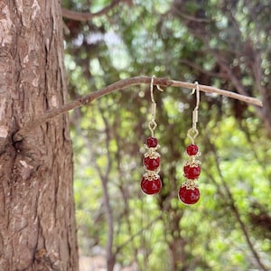 Pendiente de ágata, pendiente vintage, pendiente rojo, regalo para ella