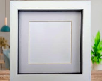 6x6 white 3d box photo frame: shadow display with mount