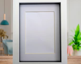 White 3d box photo frame 5x7: shadow display, standing or hanging