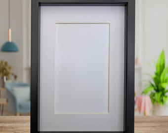 A4 black 3d box photo frame: shadow picture frame with mount