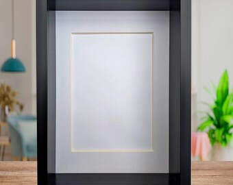 5x7 black 3d box photo frame: shadow display, standing or hanging
