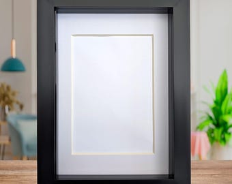 5x7 black 3d box photo frame: shadow display, standing or hanging