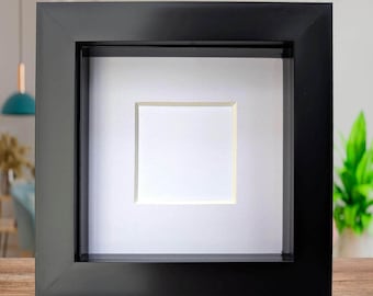 Black 4x4 shadow box frame: standing or hanging display