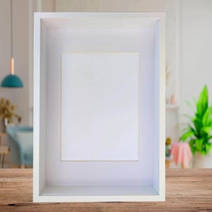 A4 white 3d shadow box frame: standing & hanging display