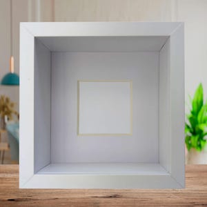 Marco de fotos blanco de 4x4 pulgadas de profundidad: caja de sombra para colgar o colocar de pie