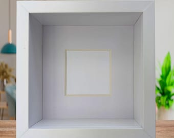 White 4x4 deep box photo frame: standing & hanging shadow box