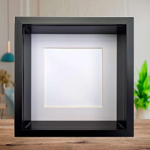 Cornice portafoto 3D nera profonda 6x6, cornice bianca da appendere, cornice per foto Craft Shadow, più 1 cornice di montaggio + base in cartoncino premium da 200 g