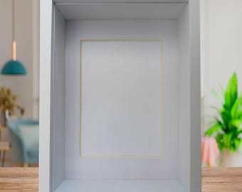 5x7 white deep box photo frame: standing & hanging shadow box display