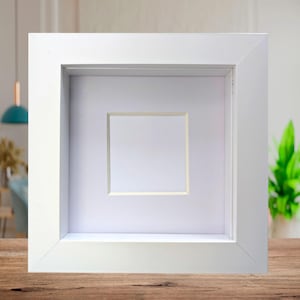 4x4 White 3D Box Photo Frame display, Standing or Hanging, Craft Shadow Picture Frame, plus 1 mount frame + base premium card 200gms
