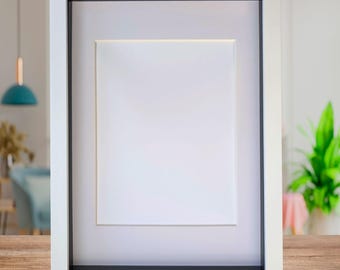 White a4 3d box photo frame: shadow picture frame with mount