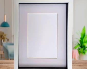 8x10 white 3d box photo frame: shadow display with mount
