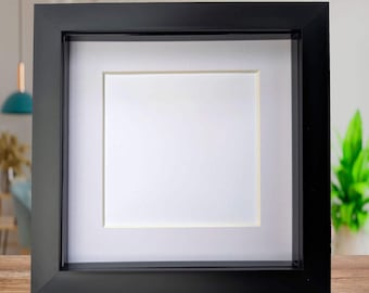 6x6 black 3d box photo frame: shadow box display with mount