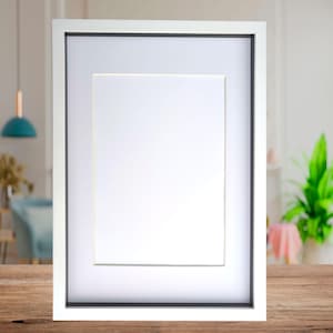 White a3 3d box photo frame: shadow picture frame with mount