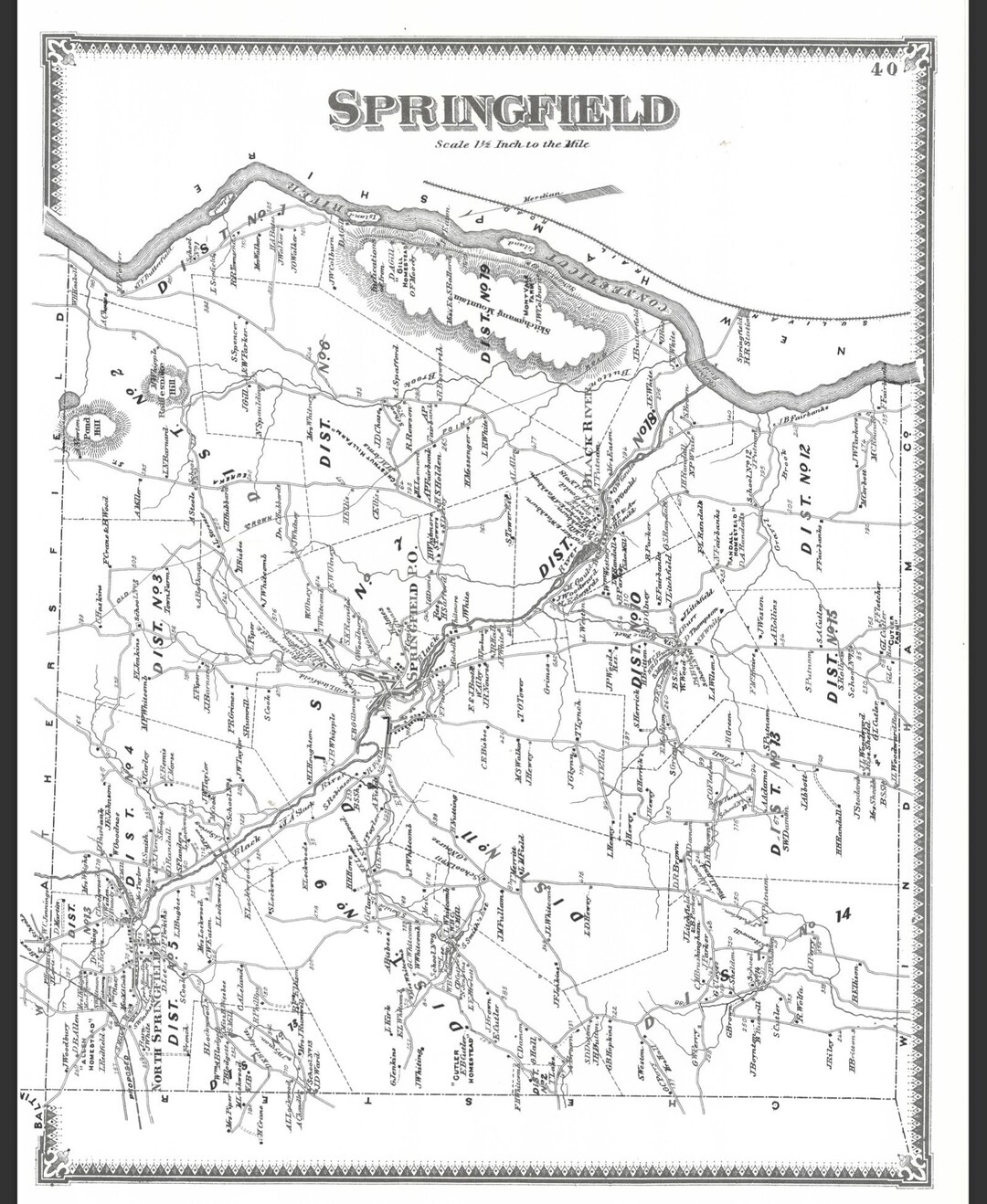 Springfield,vermont Vintage Map Etsy