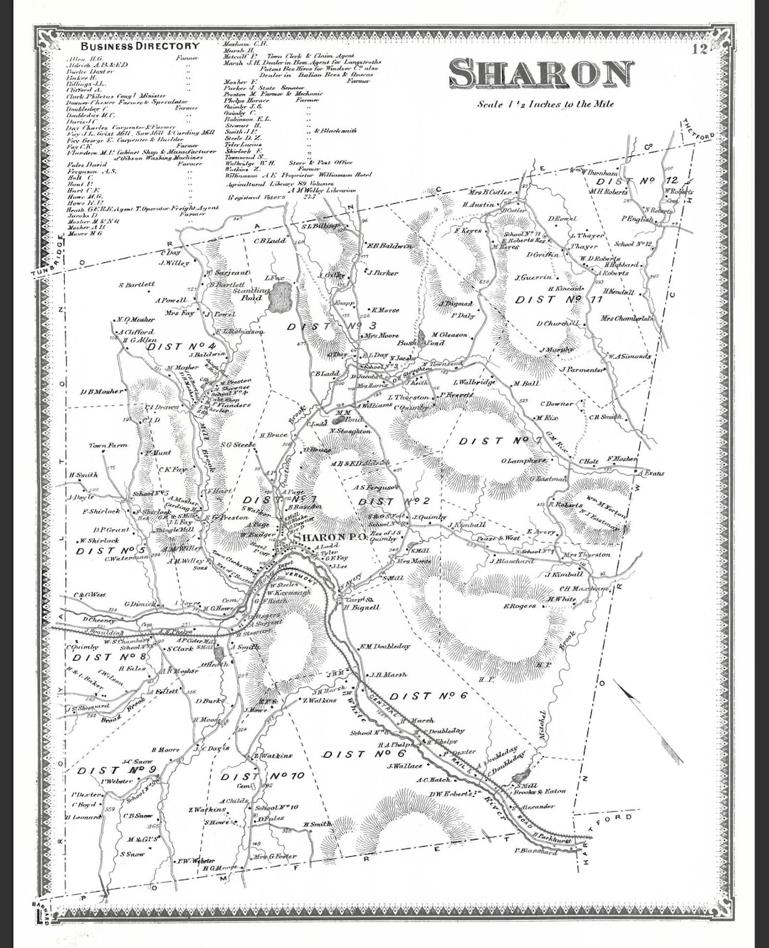 Vintage Sharon Vermont Map Etsy