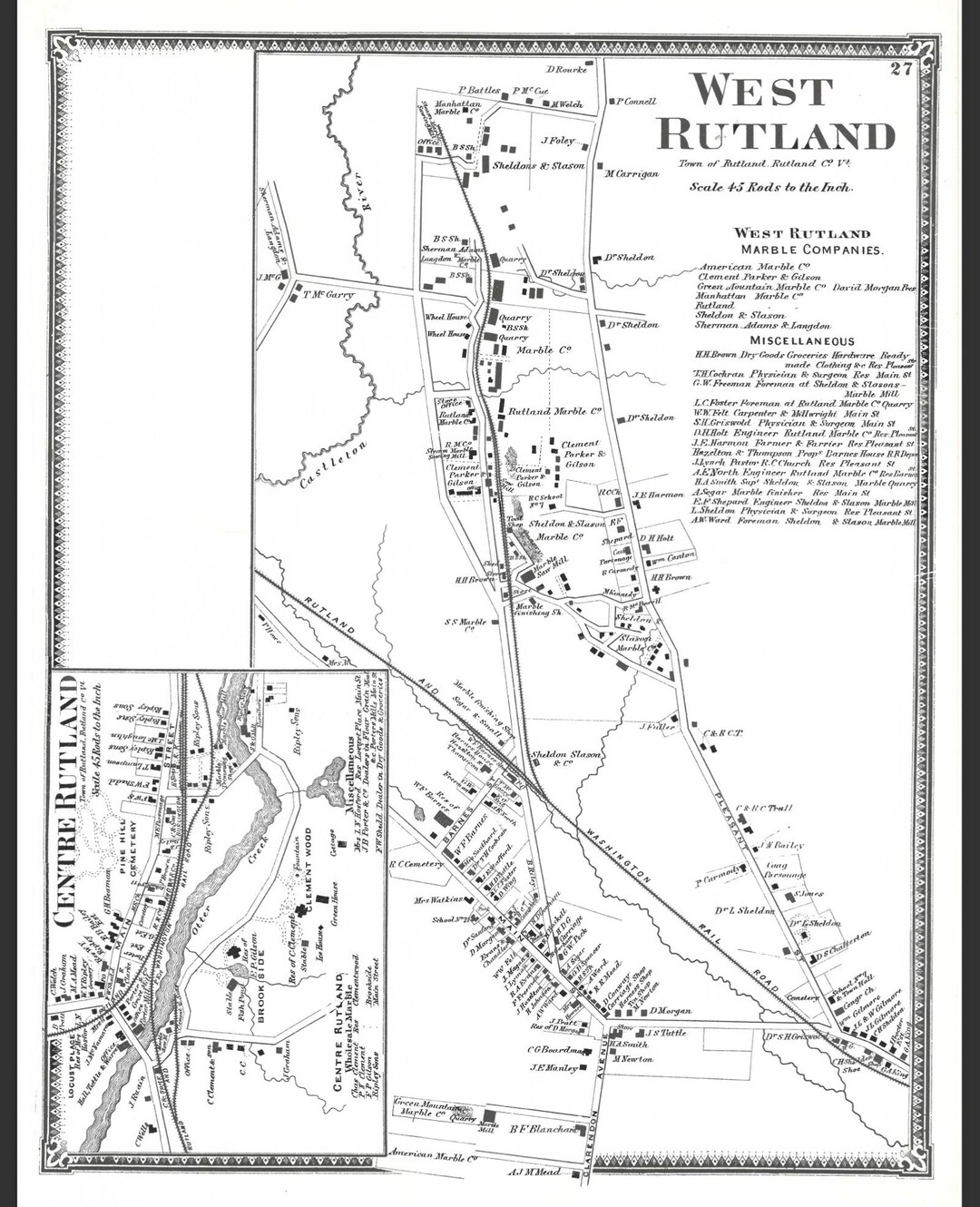 Vintage West Rutland Vermont Map Etsy