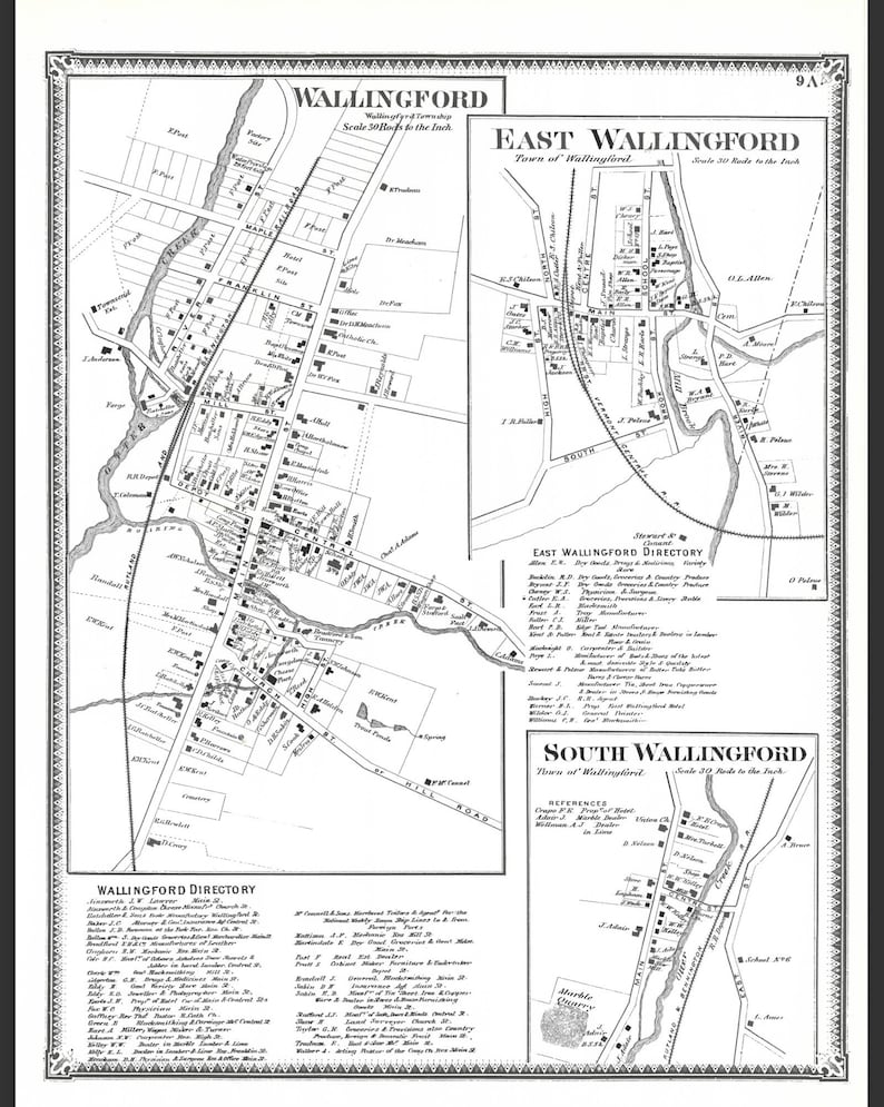Wallingford, East Wallingford, South Wallingford, Vintage Vermont Map