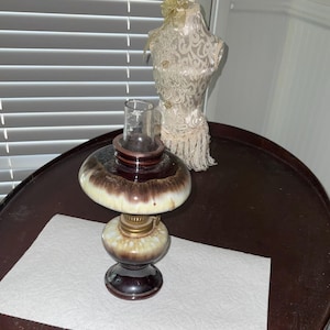 Mid Century Glaze Drip Rossini Japan  Miniature Kerosine Lamp
