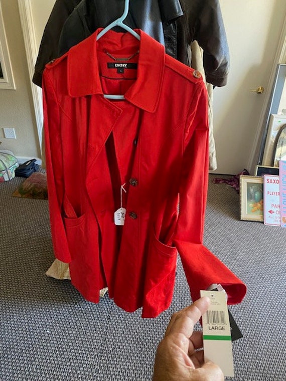 Women’s Flashy Red DKNY light Trench Coat New Old 