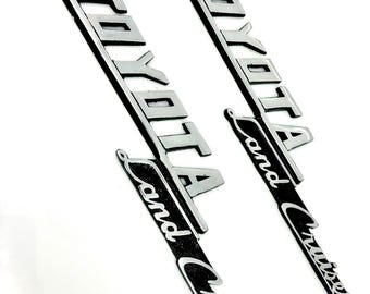 Emblema de guardabarros para Toyota Land Cruiser Serie 40 (2 piezas) en metal, hecho a mano