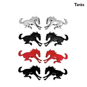 Set of Classic Horse Bronco Emblems | Chrome, Black, Matte, Red | Metal Fender & Rear Badges