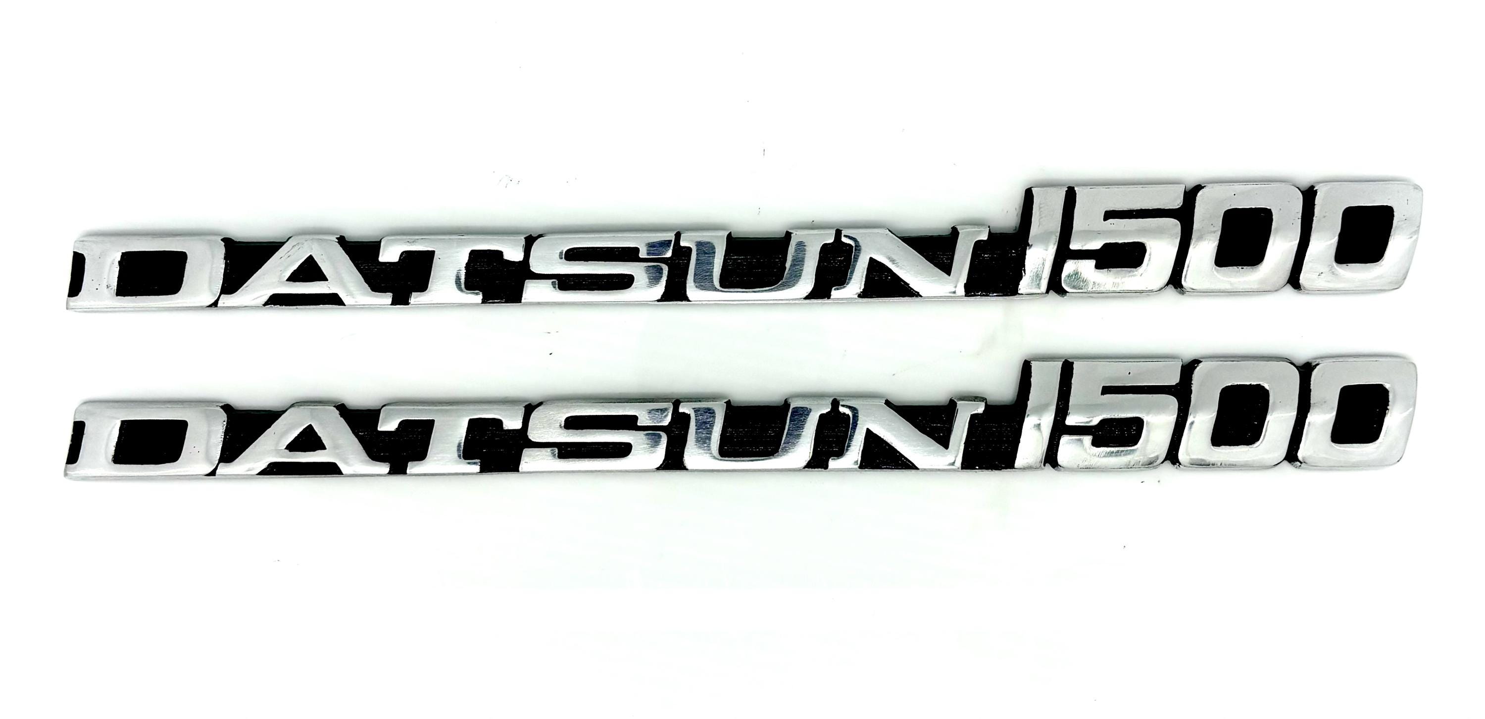 Datsun 1500 Pickup Truck 2- Piece Fender Badge Emblem in Metal Die 